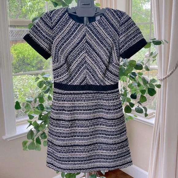 H&M | Dresses | Hm Size 6 Black White Gold Tweed Mini Dress | Poshmark